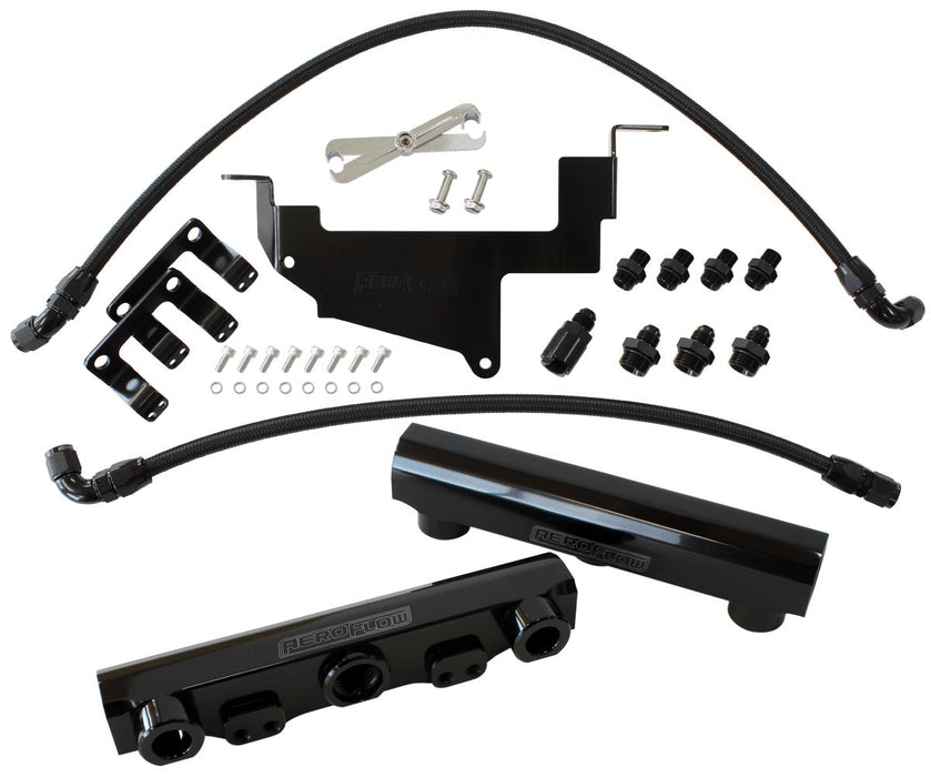 Subaru, Toyota, Scion FA20 Billet EFI Fuel Rail Kit - Black Suit Standard Fuel Injectors, -8ORBPorts