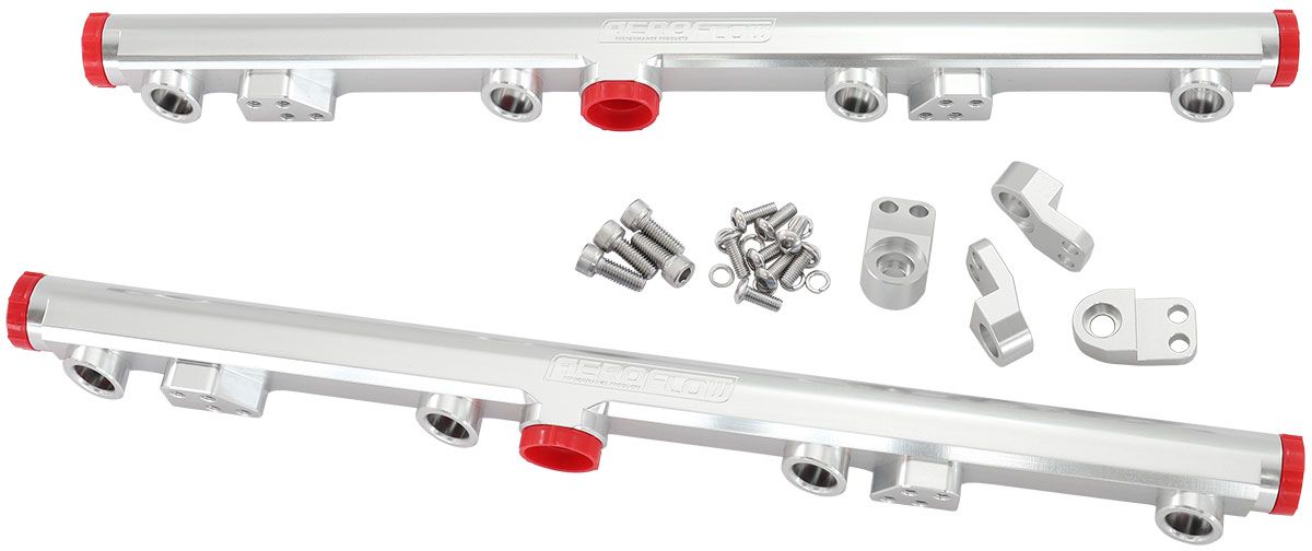GM LS1 LS2 LS3 Billet EFI Fuel Rails (Silver) Suit 14mm Short and 3/4" Length Fuel Injectors, -8ORB Ports