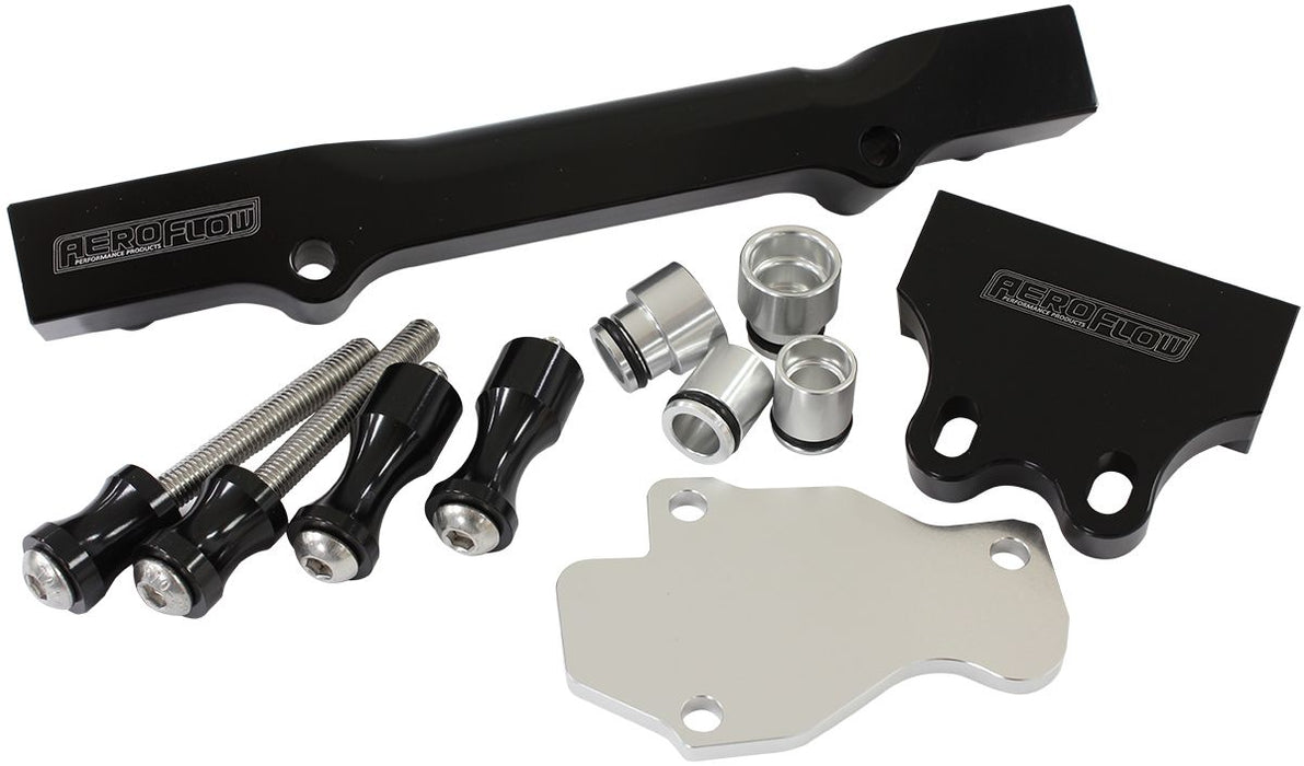 Mazda Series 6,7,8 13BBillet EFI Fuel Rails - Black Suit 14mm Short Fuel Injectors, -8ORB Ports