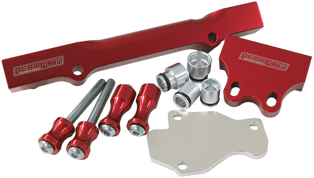 Mazda Series 6,7,8 13BBillet EFI Fuel Rails - Red Suit 14mm Short Fuel Injectors, -8ORB Ports