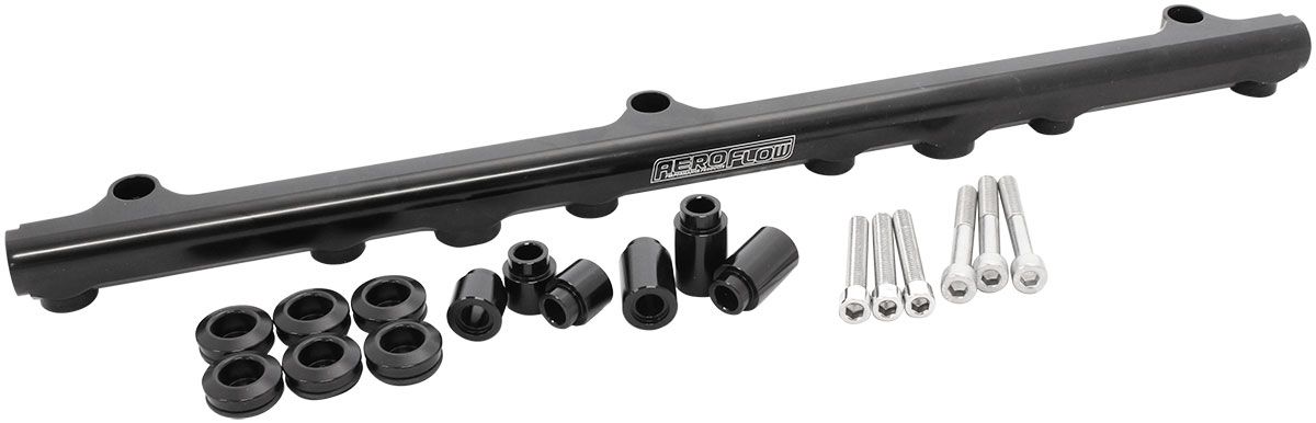 Nissan RB25 Billet EFIFuel Rail - Black  Suit 14mm 3/4" Length and Short or 3/4" Fuel Injectors, -8ORB Ports