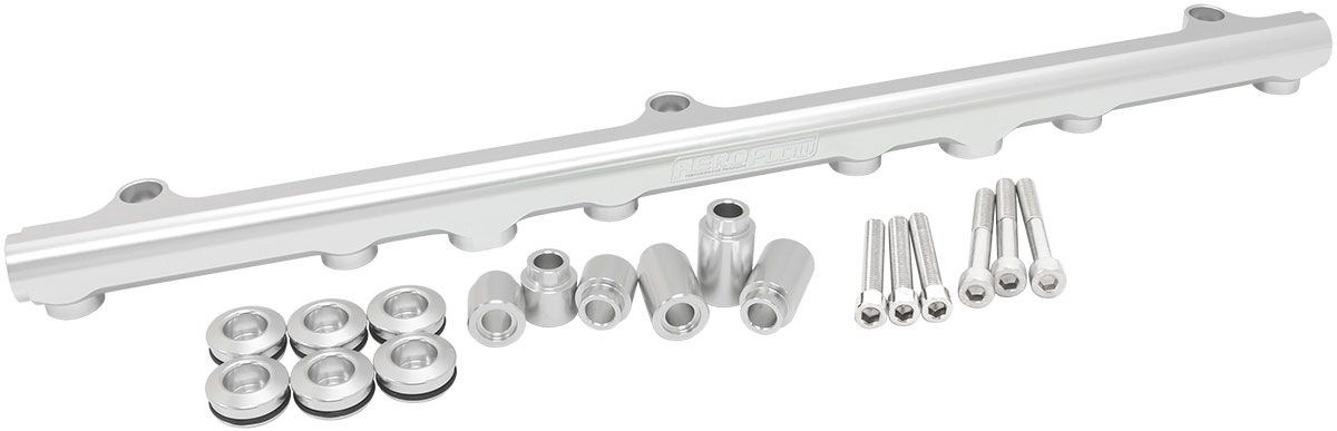 Nissan RB25 Billet EFIFuel Rail - Silver  Suit 14mm 3/4" Length and Short or 3/4" Fuel Injectors, -8ORB Ports