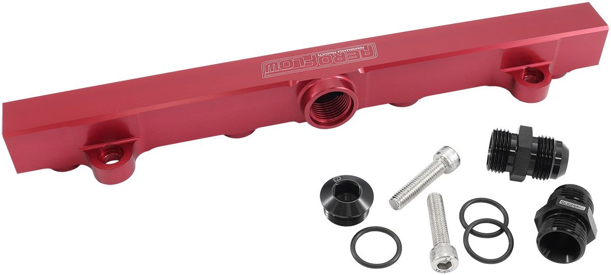 Mitsubishi Evolution 4-9 4G63 Billet EFI Fuel Rails- Red Suit 14mm Full Length Fuel Injectors, -10ORB Ports