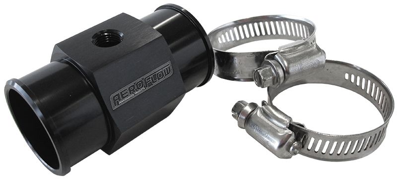 Radiator Hose Temperature Sender Adapter  1-1/4" (32mm) O.D., with 1/8" NPT port, Black finish
