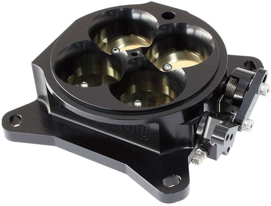 Aeroflow Billet Aluminium 4 Barrel 1375cfm Throttle Body  Black Finish. Suit 4150/4500 Flanges