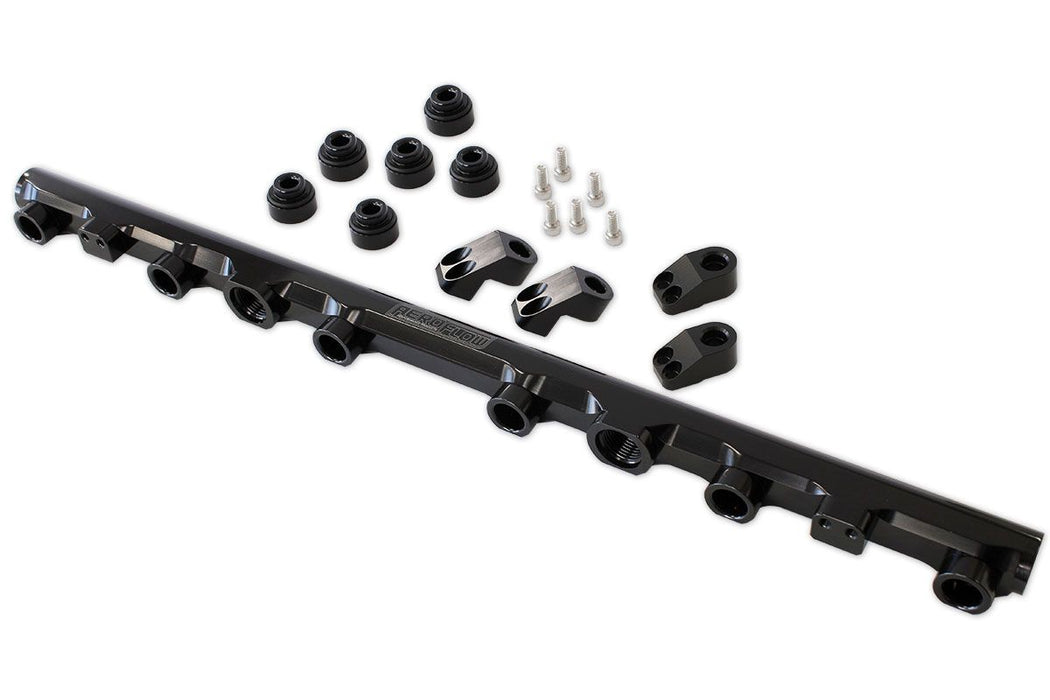 Toyota 2JZ-GTE Billet EFI Fuel Rail - Black Suit 14mm Short & 3/4" Length Fuel Injectors, -8ORB Ports