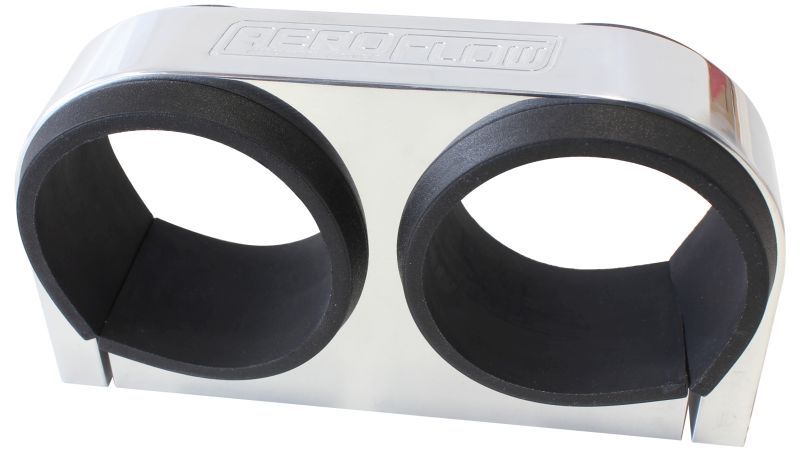 Dual Billet Fuel Pump Bracket - Polished   Suits Aeroflow/Bosch 044 Fuel Pumps. Can also be used as a 2-5/8" Gauge Holder