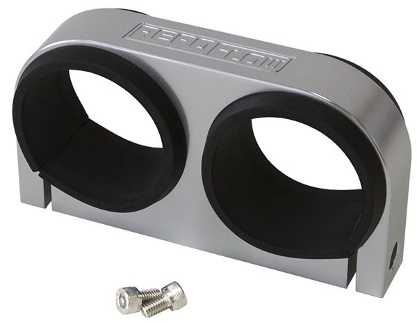 Dual Billet Fuel Pump Bracket - Silver  Suits Aeroflow/Bosch 044 Fuel Pumps. Can also be used as a 2-5/8" Gauge Holder