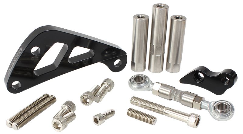 Billet Aluminium Alternator Bracket   Suit Small Block Chevy Mid mount driver side with long water pump, Black finish