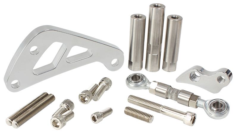 Billet Aluminium Alternator Bracket   Suit Small Block Chevy Mid mount driver side with long water pump, Polished finish