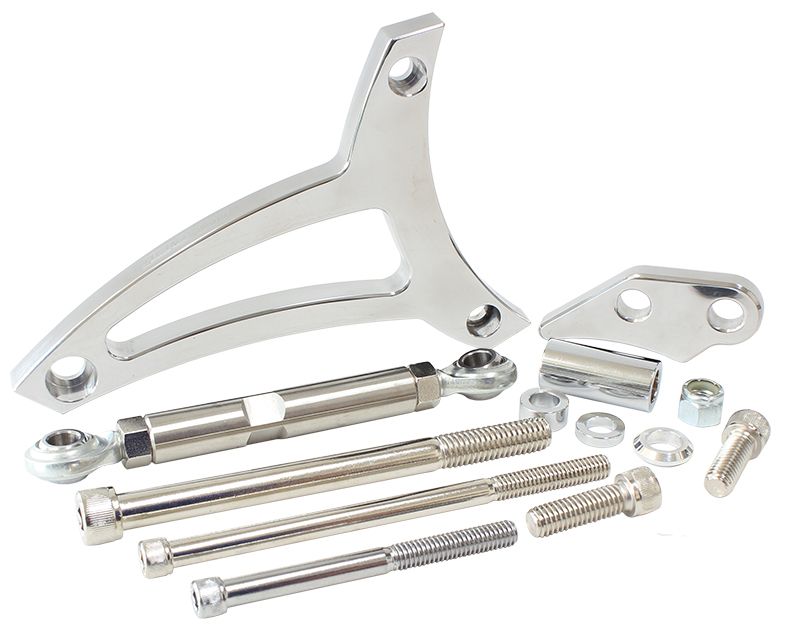 Standard Mount Billet Alternator Bracket    Polished Finish. Suit Ford 289-302W with passenger side water pump hose inlet