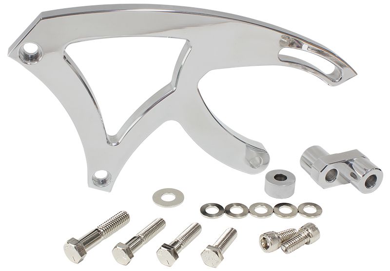 Billet Aluminium Power Steering Bracket  Suit 302-351C, Mid mount passenger side with GM Saginaw pump, Polished finish