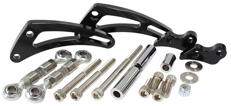 Aeroflow Low Mount Billet A/C Compressor Bracket, Black Suit S/B Chev