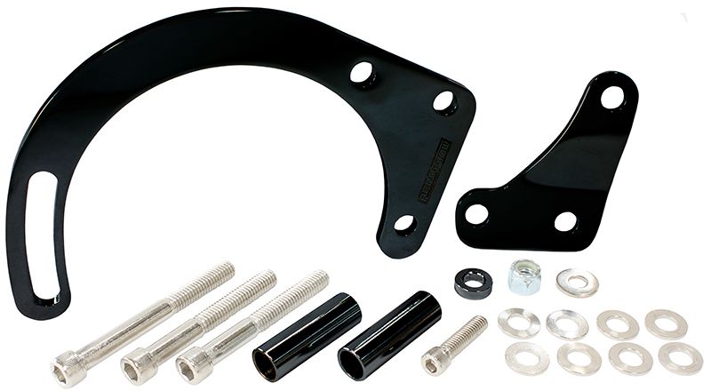 Low Mount Alternator Bracket Black Finish. Suit Small Block Chevy with Short Water Pump