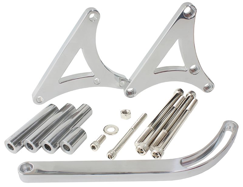 Mid Mount Billet Alternator Bracket    Polished Finish. Suit Holden V8 HQ-WB, left hand side (passenger side)