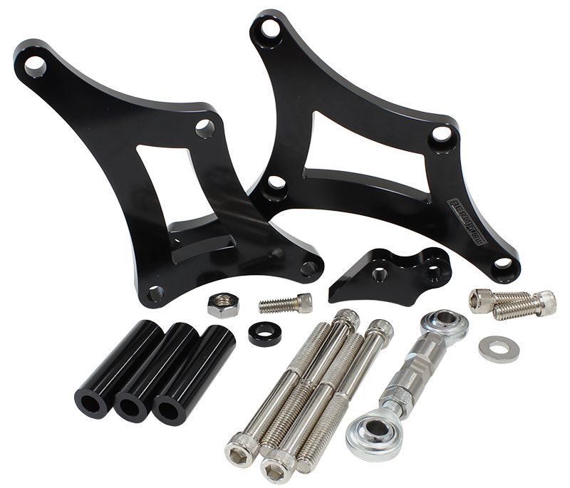 Low Mount Billet Alternator Bracket    Black Finish. Suit Torana V8 LH-LX-UC, driver side
