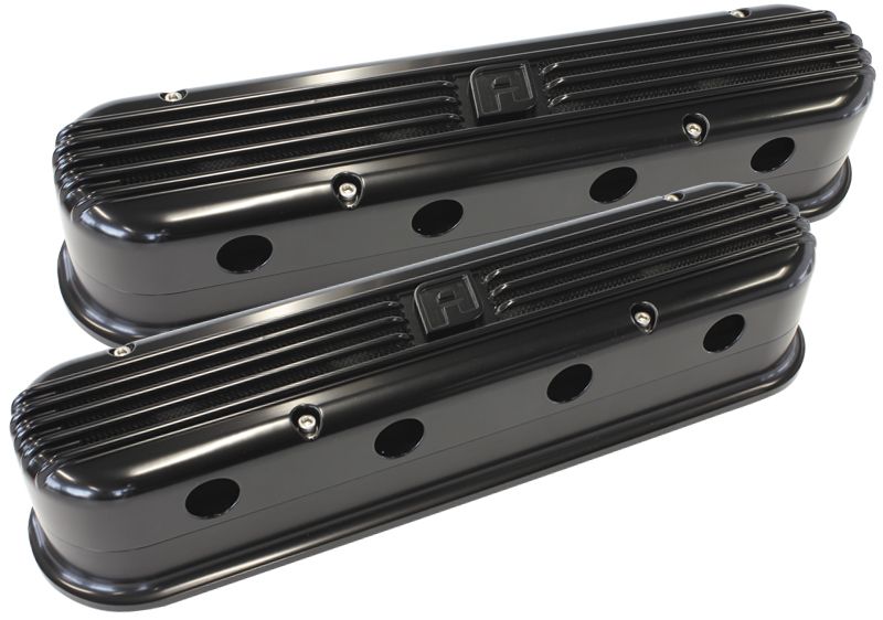 Billet Aluminium Retro 2-Piece LS Valve Covers  Black Finish