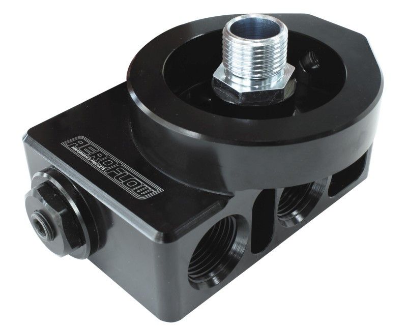 Billet Aluminium Remote Filter & Oil Thermostat  3/4" Filter Thread With 4 x -10 ORB ports, 1/8" NPT Port