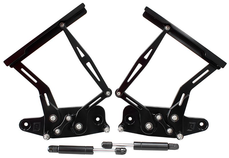 Holden HK, HT, HG Billet Bonnet Hinge Kit - Black Finish  Sold as a Pair