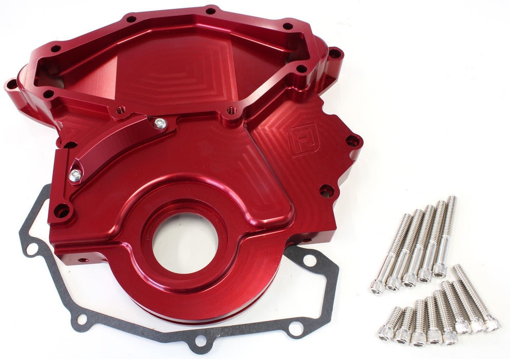 Holden 253-304-308 Billet Timing Cover - Red Finish  IncludesMounting Hardware and Accepts Mechincal Fuel Pump