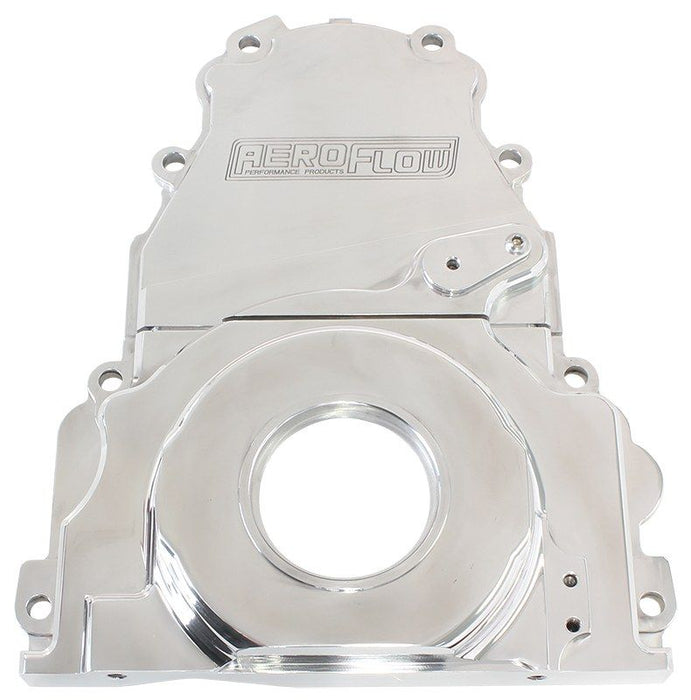 GM LS 2-Piece Billet Timing Cover - Polished Finish Includes Mounting Hardware and Cam Sensor Plug
