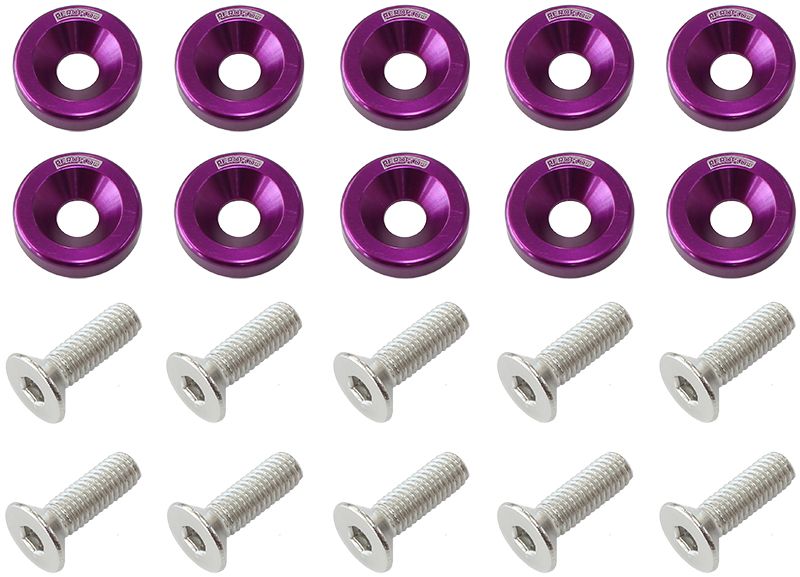 Billet Dress-Up/Fender Bolt Kit M6 x 1.00mm (20mm UHL)  Purple Finish