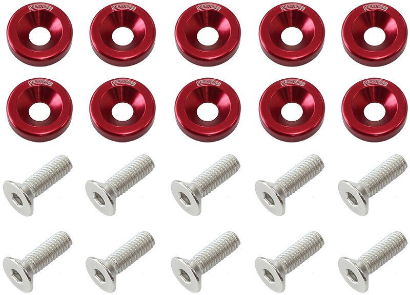 Billet Dress-Up/Fender Bolt Kit M6 x 1.00mm (20mm UHL)  Red Finish