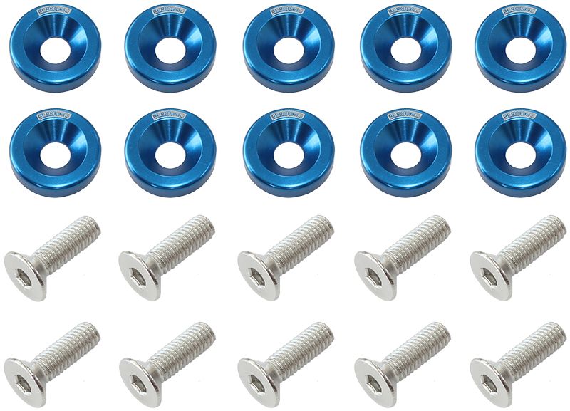 5/16" Billet Dress-Up / Fender Bolt Kit (10pack)  Blue Finish