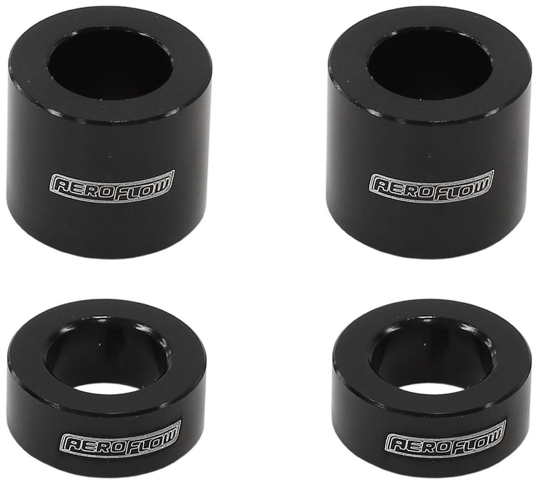 Billet Aluminium Bolt Spacers, Black  M10 (3/8") 4-Pack