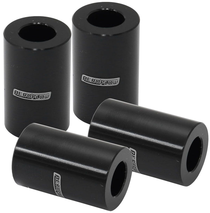 Billet Aluminium Bolt Spacers, Black  M6 (1/4") I.D, 19mmOAL, Sold as Pack of 4