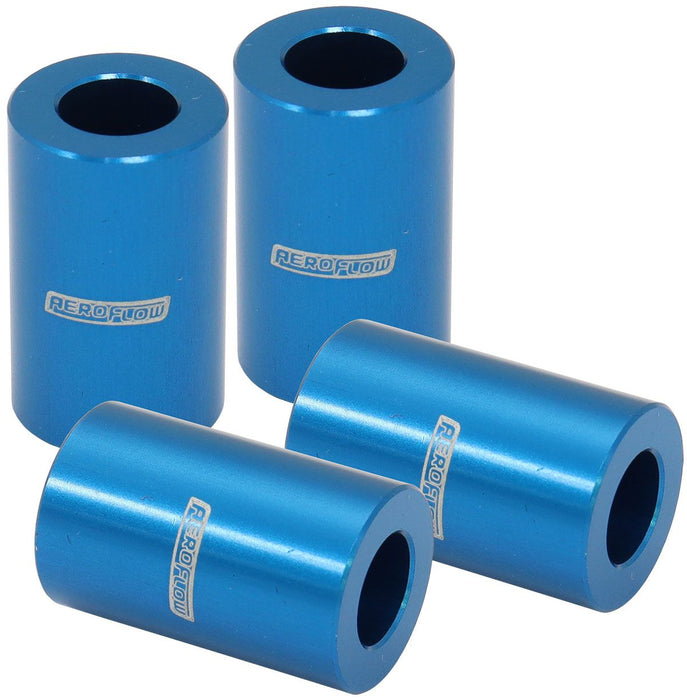 Billet Aluminium Bolt Spacers, Silver  M6 (1/4") I.D, 19mmOAL, Sold as Pack of 4