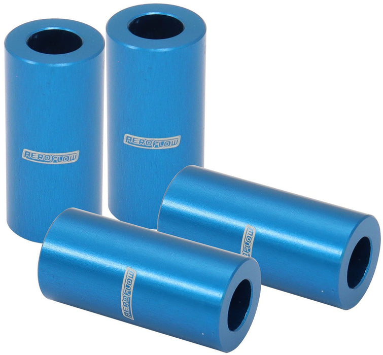 Billet Aluminium Bolt Spacers, Silver  M6 (1/4") I.D, 25mm(1") OAL, Sold as Pack of4