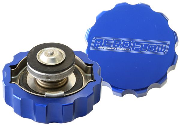 Billet Radiator Cap Large Style 7 psi (0.5 Bar) suit 42mm Water Neck Blue Finish.