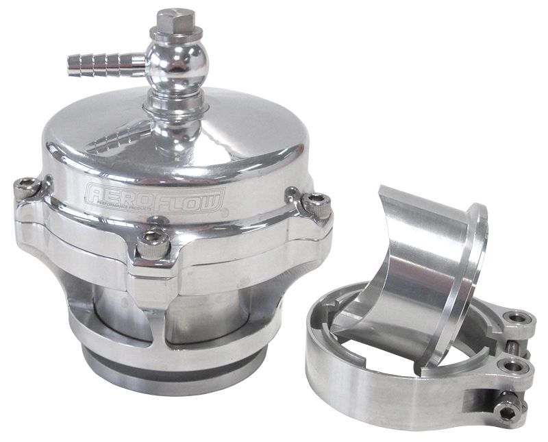 50mm High Flow Blow Off Valve Complete Kit with Weld-on Flange and V-Band in Polished Finish.