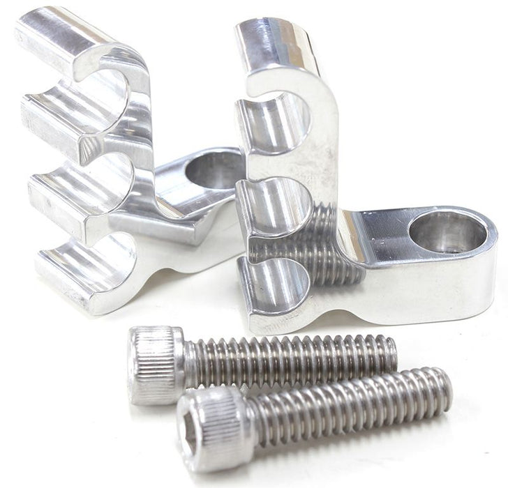 Ignition Lead Separator - Polished (Pair) Holds x3 Leads, Mounts to Valve Covers 1/4" Bolt