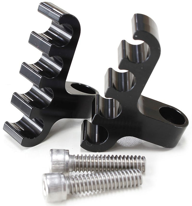 Ignition Lead Separator - Black (Pair)  Holds x4 Leads, Mounts to Valve Covers 1/4" Bolt