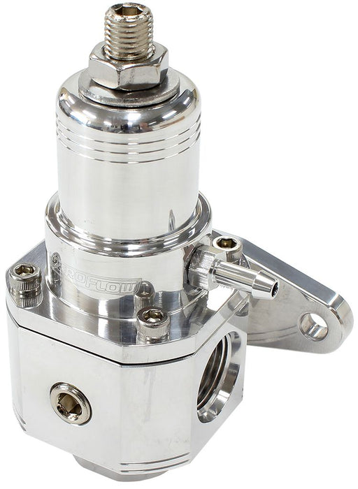 Carburettor/EFI 3-Port800hp Billet Fuel Pressure Bypass Regulator 3-60 psi Adjustable   Polished Finish. 3 x -8 ORB Ports & 1 x 1/8" NPT Port