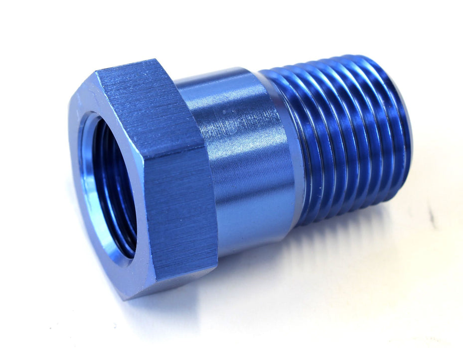 Temperature Probe Adapter  3/8" NPT to 5/8"-18 UNF, Blue