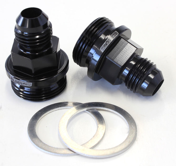 Carburettor Adapter - Male 7/8" to -6AN Short  Black Finish. Suit Holley Inlet Feed