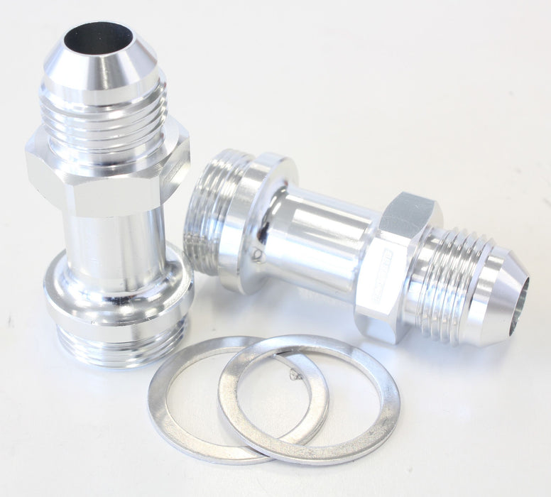 Carburettor Adapter - Male 7/8" x 20 to -8AN  Silver Finish. Suit Holley Inlet Feed
