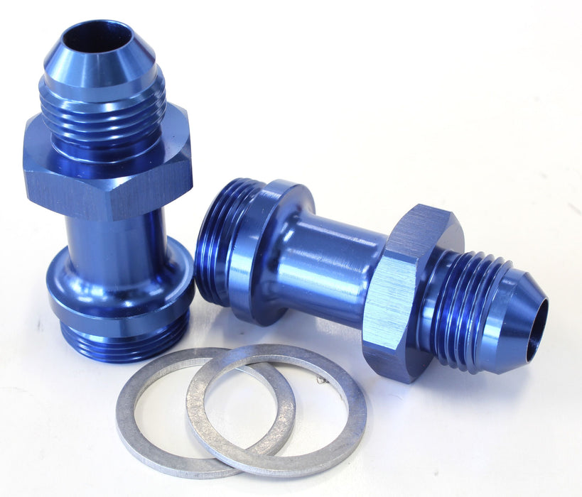 Carburettor Adapter - Male 7/8" x 20 to -8AN  Blue Finish. Suit Holley Inlet Feed