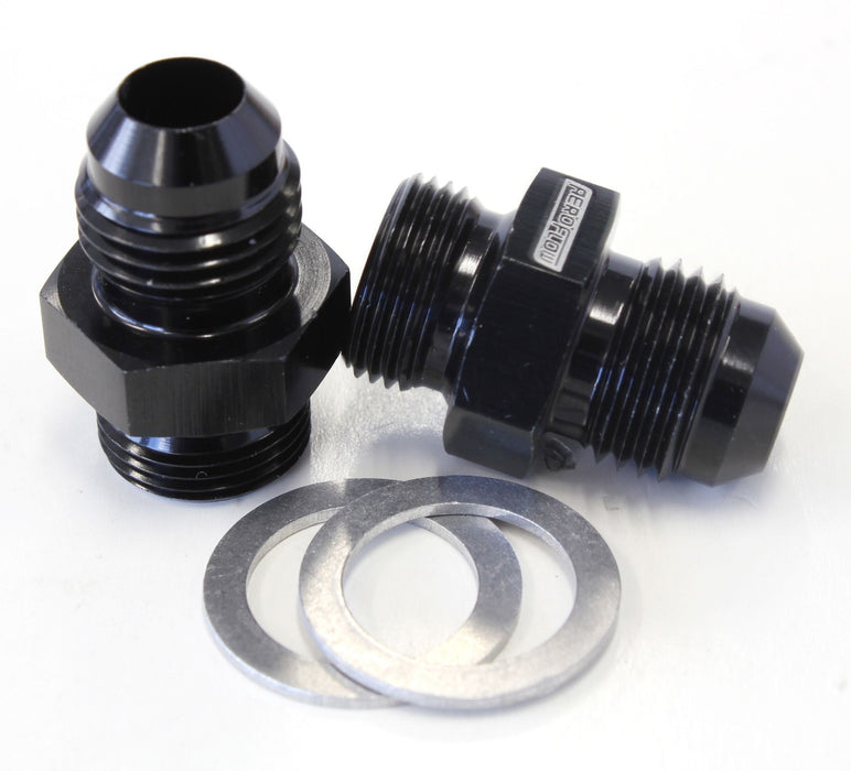 Carburettor Adapter - Male 9/16" x 24 to -6AN Short   Black Finish. Suit Demon / Holley Inlet Feed