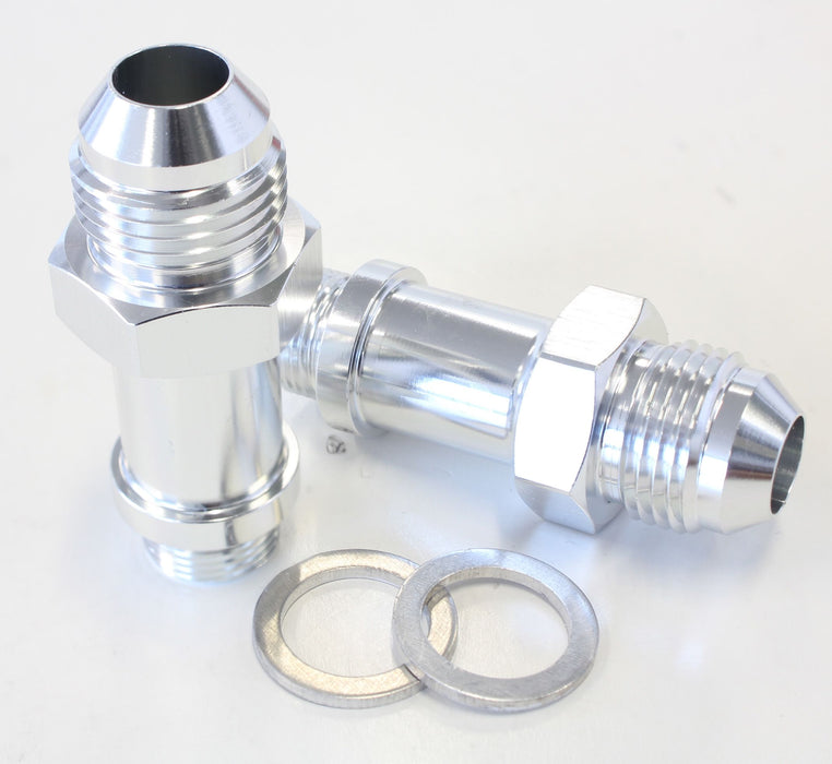 Carburettor Adapter - Male 9/16" x 24 to -8AN  Silver Finish. Suit Demon / Holley Inlet