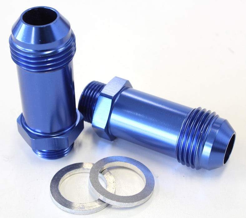 Carburettor Adapter - Male 9/16" x 24 to -8AN  Blue Finish. Suit Demon / Holley Inlet