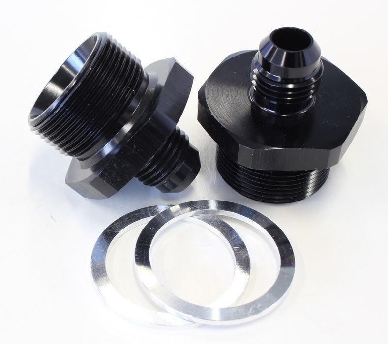 Carburettor Adapter - Male -6AN to 1" x 20  Black Finish. Suit Quadrajet Inlet Feed