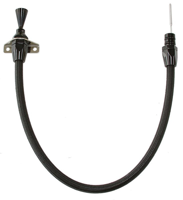 GM TH350/TH400 Firewall Mount Flexible Stainless Steel Transmission Dipstick - Black Finish  24" (600mm) OverallLength