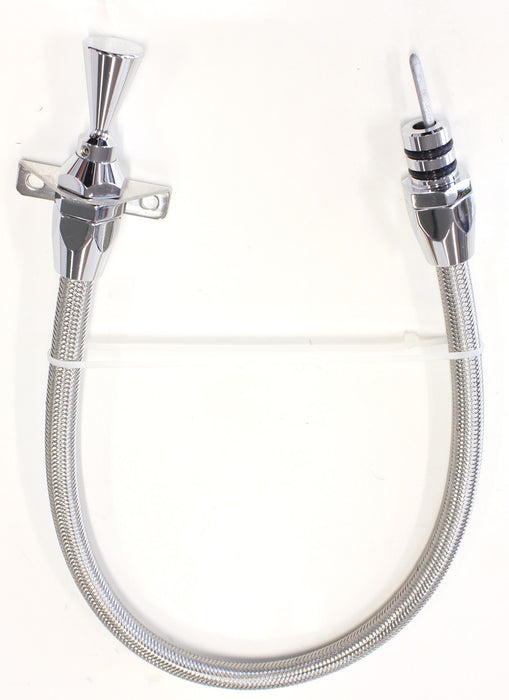 GM TH350/TH400 Firewall Mount Flexible Stainless Steel Transmission Dipstick - Chrome Finish  24" (600mm) OverallLength