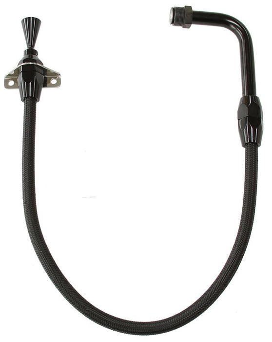 Ford C4 Pan Fill Firewall Mount Flexible Stainless Steel Transmission Dipstick - Black Finish  24" (600mm) OverallLength