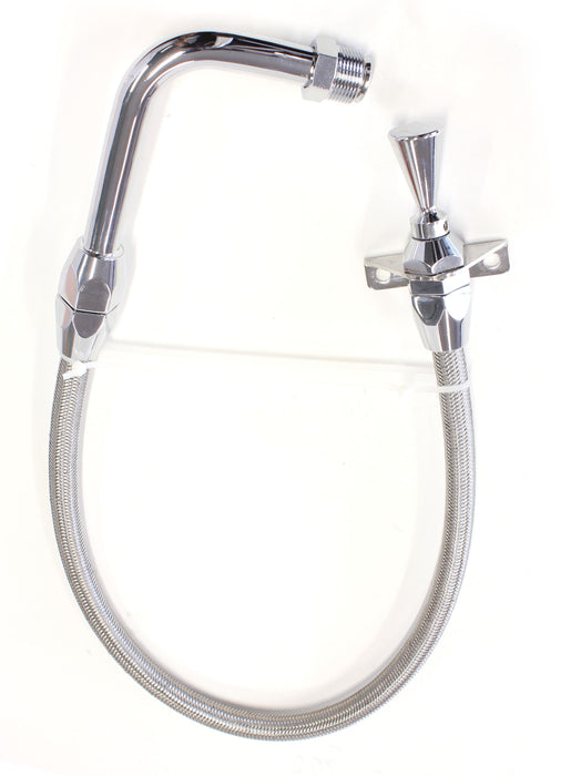 Ford C4 Pan Fill Firewall Mount Flexible Stainless Steel Transmission Dipstick - Chrome Finish  24" (600mm) OverallLength