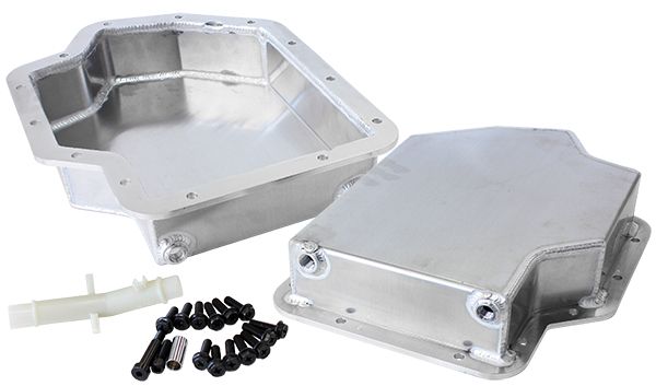 3" Deep Fabricated Transmission Pan including Filter Extension  Natural Finish. Suit GM Turbo 400